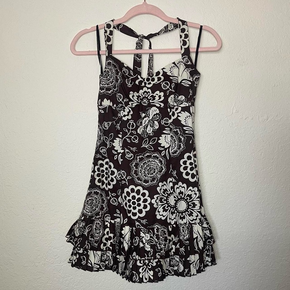 brown mini pleated dress